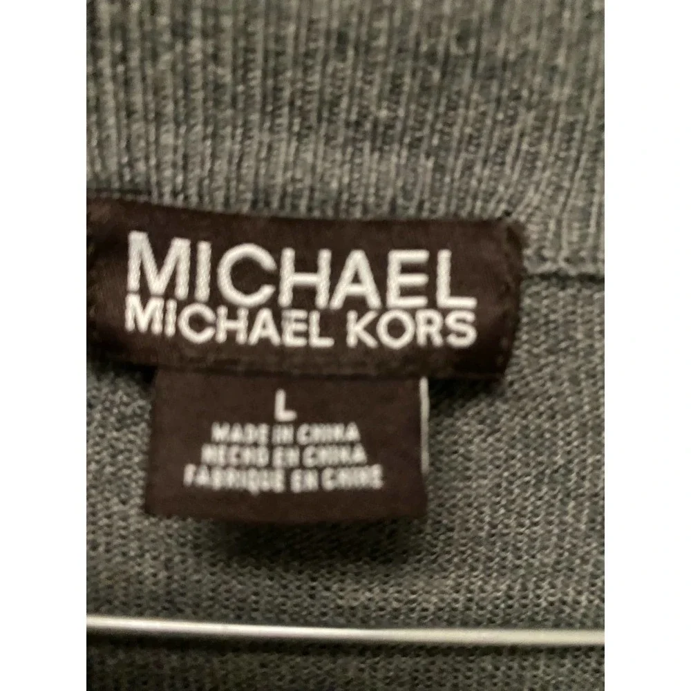 Michael Michael Kors Zip Up Sweater LARGE Mens Gray Knit Casual Winter Wear